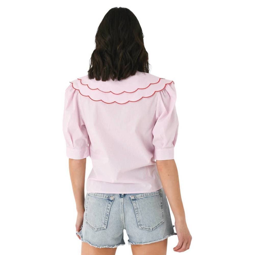 NEW LA VESTE tea time shirt in light pink stripe - Picture 3 of 3